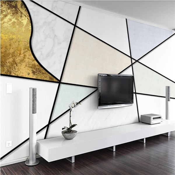 Nordic simple lines geometric texture personality TV background wall custom  large mural wallpaper papel de parede | Wish