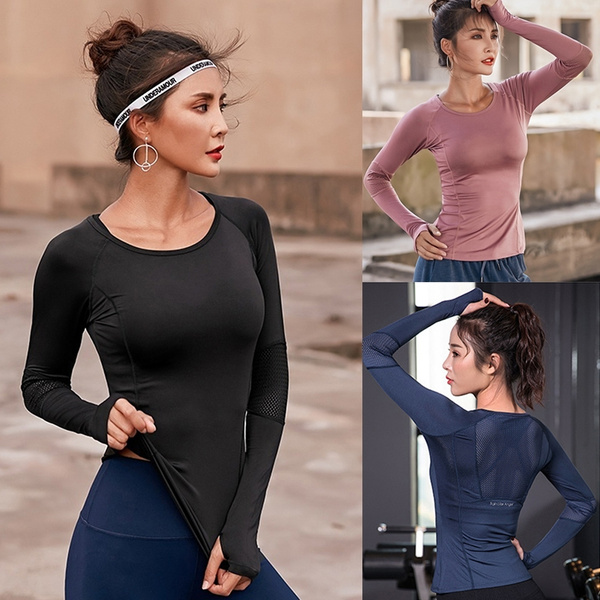 Women Yoga Top long Sleeve Sport T Shirt Quick Dry Fitness