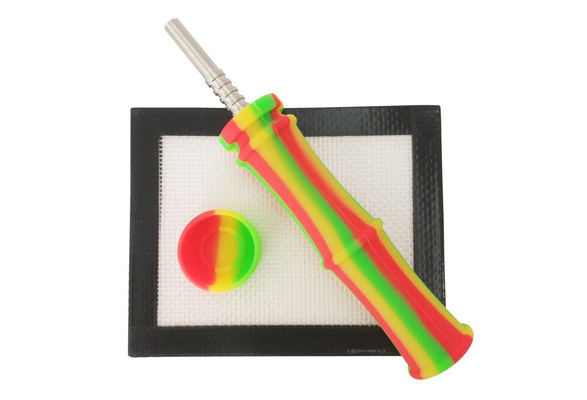Silicone Tobacco Pipe Tube A Set Wax Dab Collector Kit Silicone Mat Bee Pad  Portable Pipe With 14mm Titanium Tip Unbreakable Honey Dab Straw Smoking  Pipe Accessories