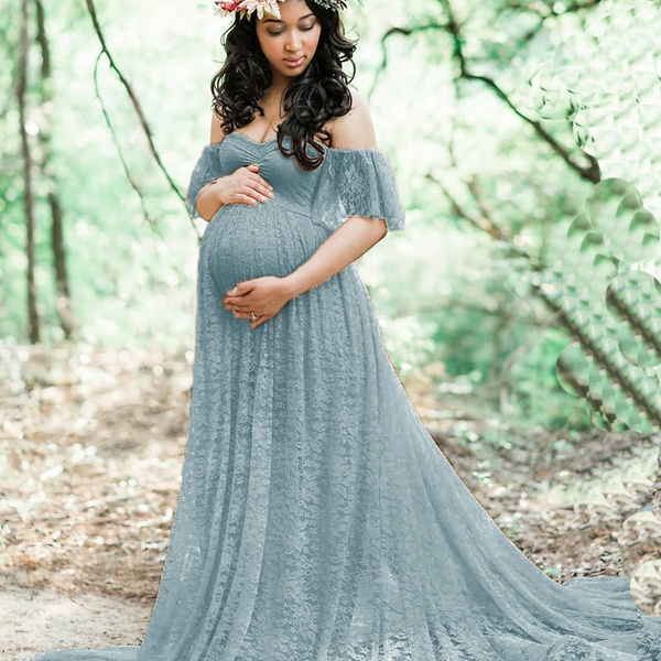 Blue & White Floral Cotton Maternity Dress - ZERESOUQ.COM