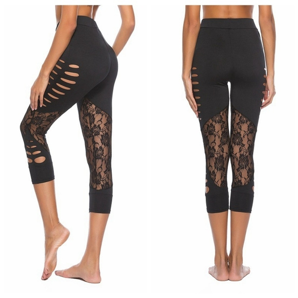New Ladies Lace Stitching Hole Yoga 