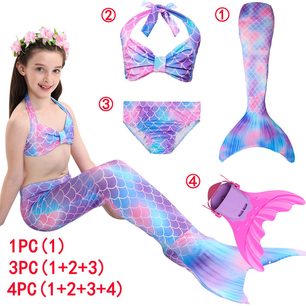 Le SSara Mermaid Tail Swimmable Bikini Swimming Costumes Sets for Little Girls Kids Child and Women 