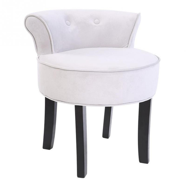 Grey Velvet Chair Dressing Table Vanity, Grey Vanity Stool With Back