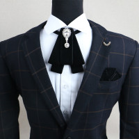 Men's Velvet Pre-Tied Rhinestone Neck Bow Tie Necktie Charm Collar Bow ...