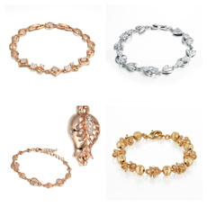 Charm Bracelet, Cubic Zirconia, Chain, gold