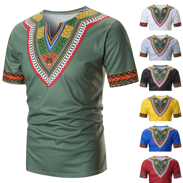 men's New African Style Fashion Gentleman Dashiki Shirt short Sleeve ...