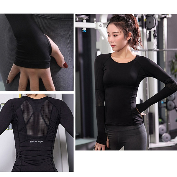 Long Sleeve Mesh Gym Top