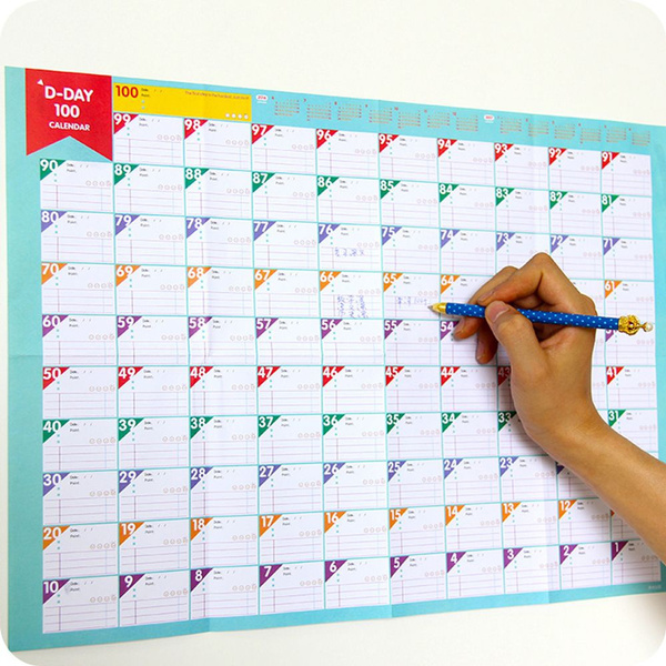 Self-discipline Schedules Target Table 100 Days Calendars Countdown Calendar 