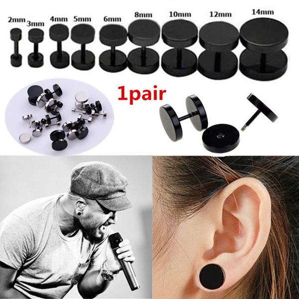 Cool Punk Black Stainless Steel Ear Stud Men Women Piercing Earrings Metal  Gold | eBay