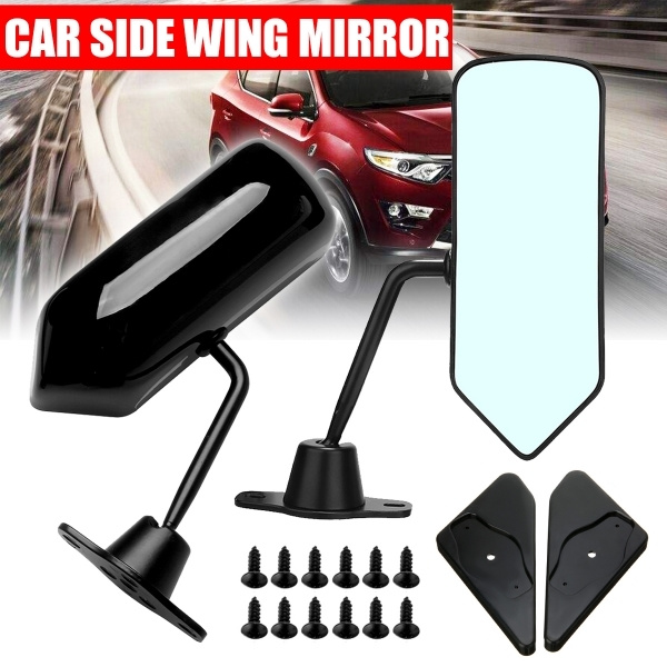 Pair Universal F1 Style Car Racing Rear View Wing Side Mirror Black Wish