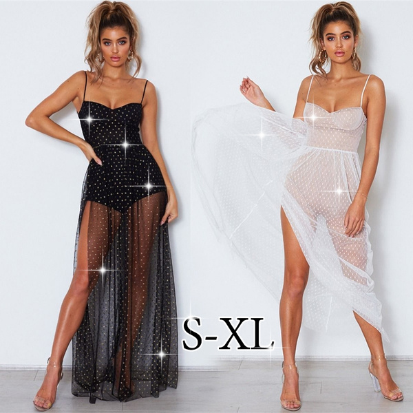 Bodysuit dress shop with sheer skirt