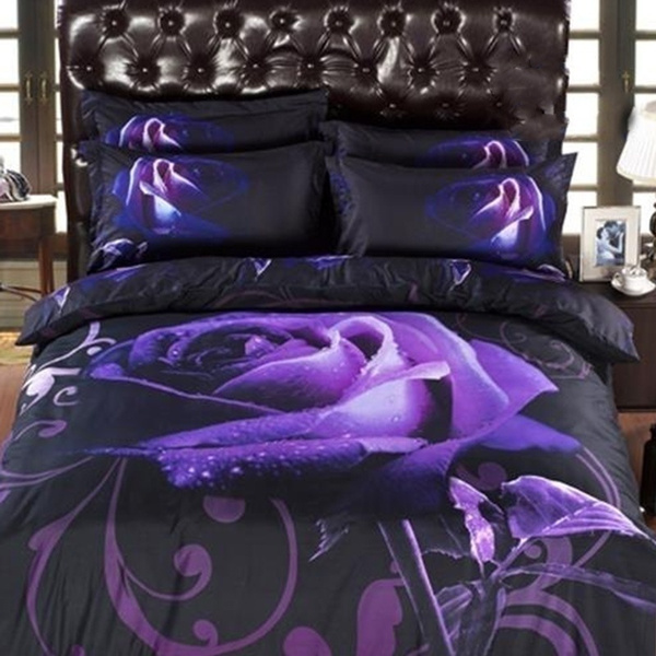 Hd 3d Bedding Bed Linens Purple Rose, 3d Duvet Covers