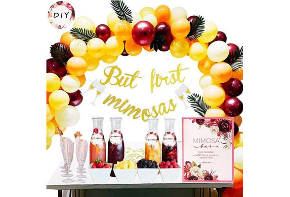 Mimosa Bar Supplies - Rose Gold Sign Banner Tags Kit- Bridal