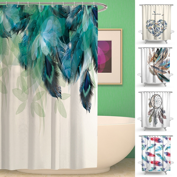 Watercolor Decor Shower Curtain Peacock Feather Pattern Waterproof Polyester Fabric Bathroom Shower Curtains Wish