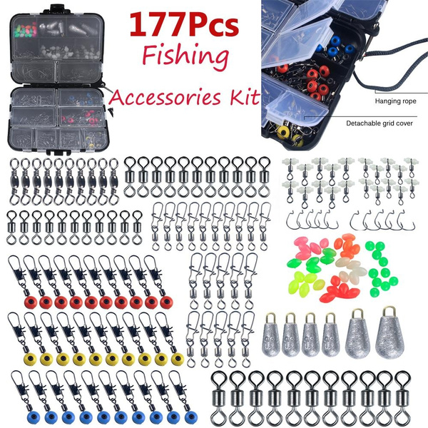 177pcs Fishing Accessories Kit Crank Hooks Sinker Weights Swivels