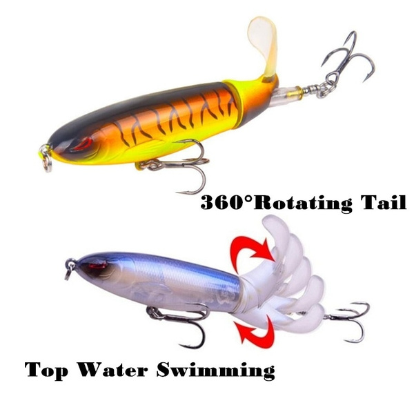 UFISH Rotating Tail Pike Bait Whopper Plopper Topwater Bass Fishing Lure 