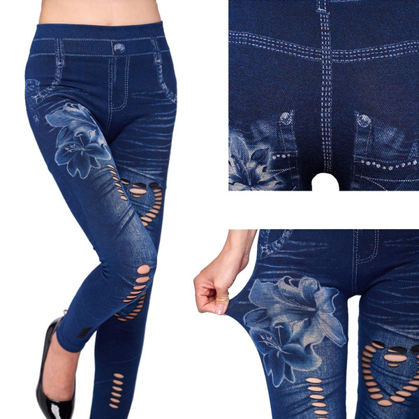 Heart-Shaped Hollow-Out Ripped Leggings 