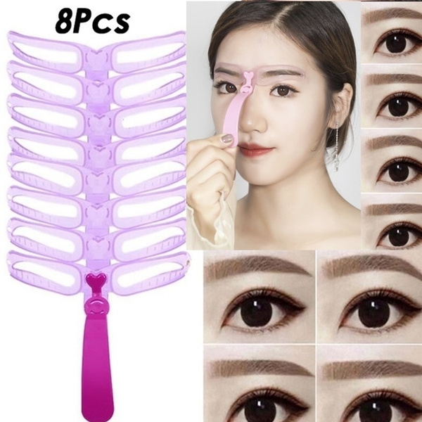 8-piece Set of Women's Eyebrows Tool Mold Set Eyebrows Grooming Mold ...