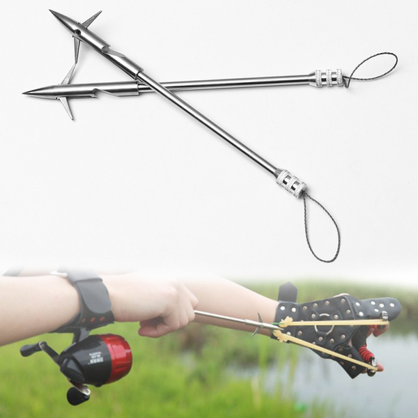 Stainless Steel Slingshot Catapult Dart Arrowhead Hunting Shooting Fish Pip UK 