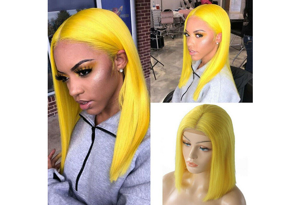 short yellow wigs