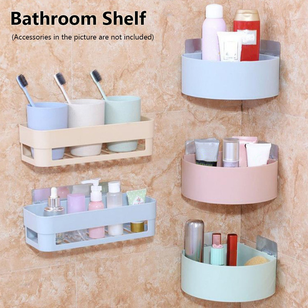 Mounted Kitchen Shower Gel Shampoo Organizer Bathroom Shelf Corner Storage Rack 