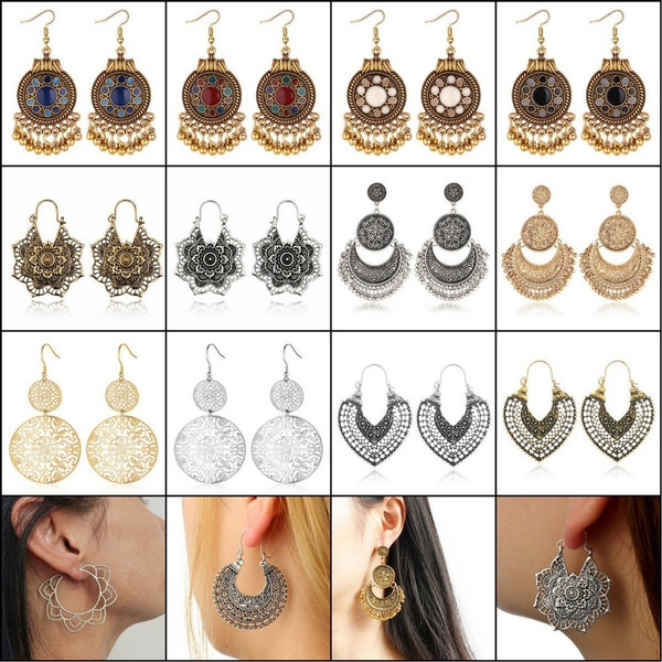 Ethnic Earrings Brass Spiral Earrings Tribal Earrings Gypsy Earrings Brass Jewelry Brass Earrings