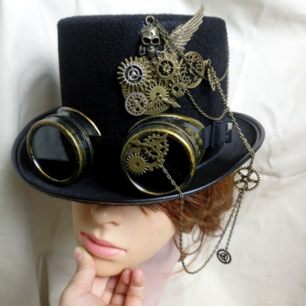 Unisex Adults Steampunk Victorian Gothic Hats Bowler Cosplay Halloween ...