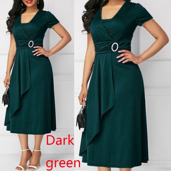 dark green work dress