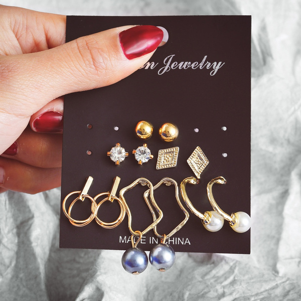 Fashion Women Elegant Crystal  Ear Stud Earrings Gift Jewelry