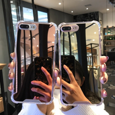 Luxury Shockproof Rubber Crystal Clear With Makeup Mirror Back Case Soft Cover For iPhone13 13mini 13Pro 13Promax iPhone12 12mini 12Pro 12Promax iPhone11 11Pro 11Promax XR XS iPhone XS MAX Iphone 6 6s 6plus 7 8 Plus X
