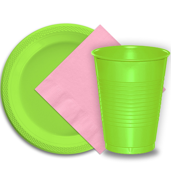 Disposable Plastic Cups, Green Colored Plastic Cups, 12-Ounce