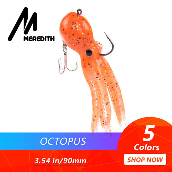 Artificial Saltwater Octopus Bait Fishing Tackle long tail Squid Skirt Lure 
