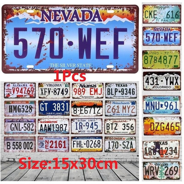 1pcs Vintage Metal License Tin Sign Plaques 15x30cm Usa New York California Texas Car Number Plate For Bar Home Cafe Garage Wall Decor Wish