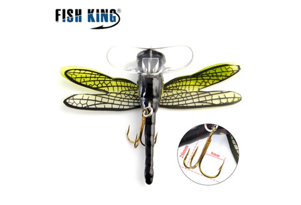 Topwater Fishing Lures Hook Floating Artificial Lures for Fresh//Salt Water Bass Lifelike Slow Sinking Aviat Dragonfly Floating Salmon Minnow Trout