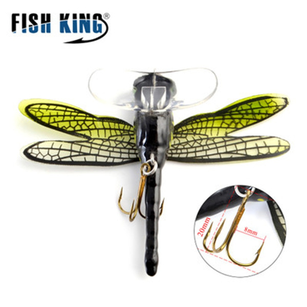 Hot Lifelike Eyes Artificial Topwater Dragonfly Fly Fishing Lure Treble  Hooks Bionic Bait Flies Insect