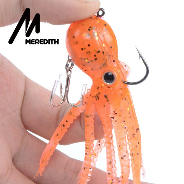 Durable Swim Portable Artificial Saltwater Octopus Bait hook Squid Skirt  Lure Fishing Tackle long tail