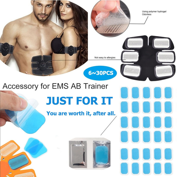 50x Gel Pads Sheet ABS Stimulator Trainer Abdominal Toning Belt Muscle Toner UK