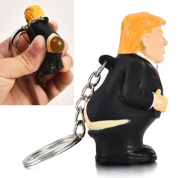 Donald Trump Body Poop Keyrings President Toy Squeeze  Key Chain Novelty Fun New 