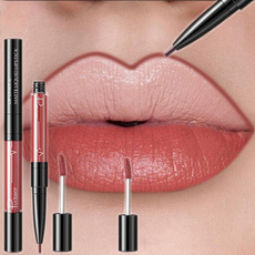 2019 New 2 In 1 Double-ended Lip Makeup Nude Red Lip Gloss Long Lasting Waterproof Lipstick and Lip Liner Beauty Cosmetic Kit