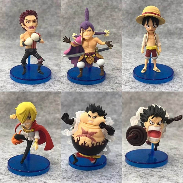 One Piece Japan Anime Wcf 6pcs Set Luffy Katakuri Mini Action Figures 1 10 Scale Painted Figure Cracker Sanji Bound Man Luffy Pvc Figure Toy Wish