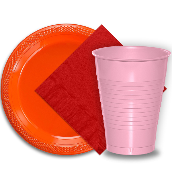 Disposable Plastic Cups, Red Colored Plastic Cups, 12-Ounce