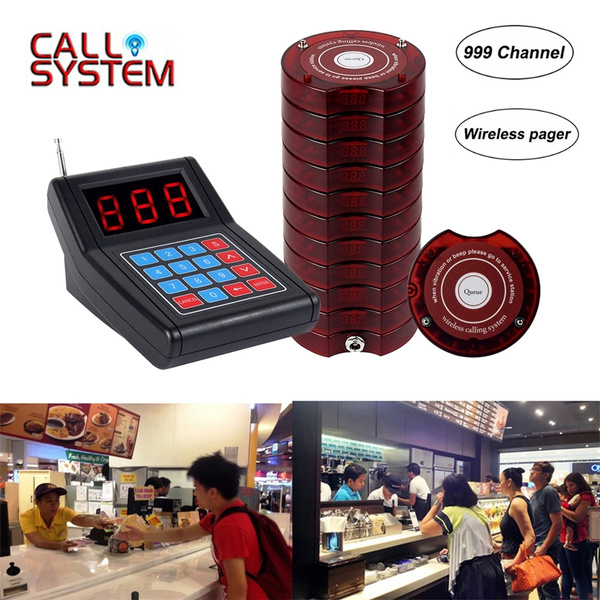 Restaurant Wireless Paging Queuing System+10 Anruf Coaster Pager für Auto-Shop 