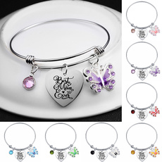 Charm Bracelet, Crystal Bracelet, Adjustable, butterfly