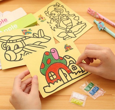 5pcs/lot 12*16cm/20*27cm Kids Diy Color Sand Painting Art Creative Drawing  Toys Sand Paper Art Crafts Toys For Children - Drawing Toys - AliExpress