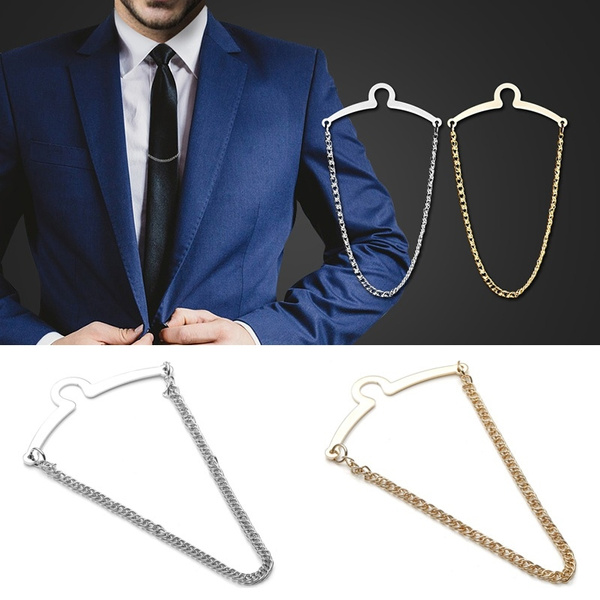 2pcs Mens Necktie Link Tie Chain Classic Jewelry Clip Clasp Alloy Accessories 