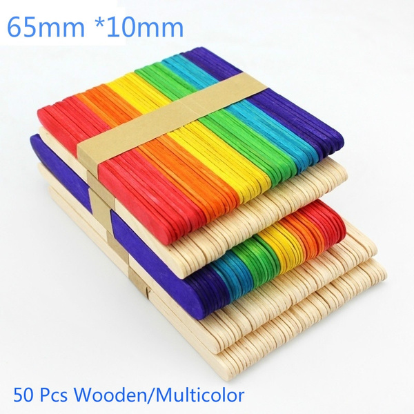 Popsicle Sticks 50Pcs Wooden Craft Ice Cream Stick Ice Lolly