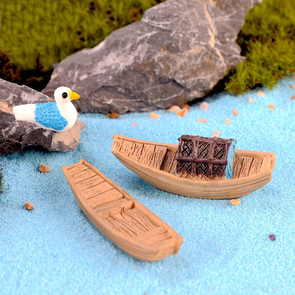 Miniature Fishing Boat Fairy Garden Home Decoration Mini Craft Micro  Landscaping Decor DIY Accessories