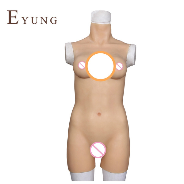 Silicone Breast Forms Full Bodysuit With Fake Vagina for