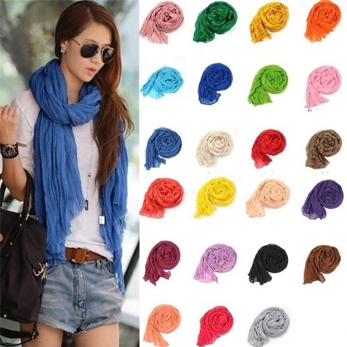 thumbnail image 2 of HeiDmai Long Lightweight Soft Scarf For Women And Men Large Shawl Wrap Cotton Blend Scarves Orange 2 of 14