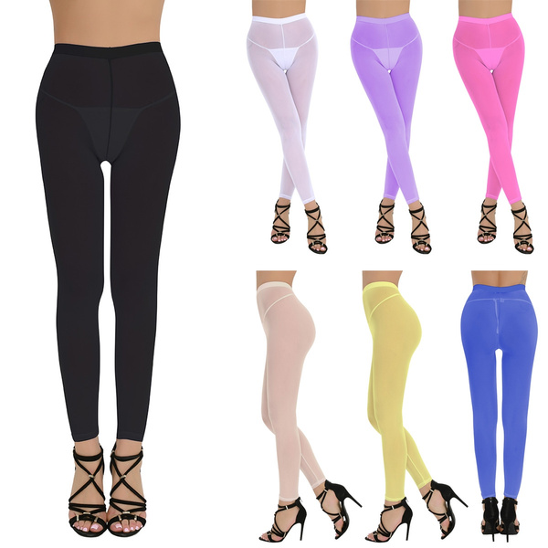 Sport Workout Tights for Women Elastic See Through Leggings for